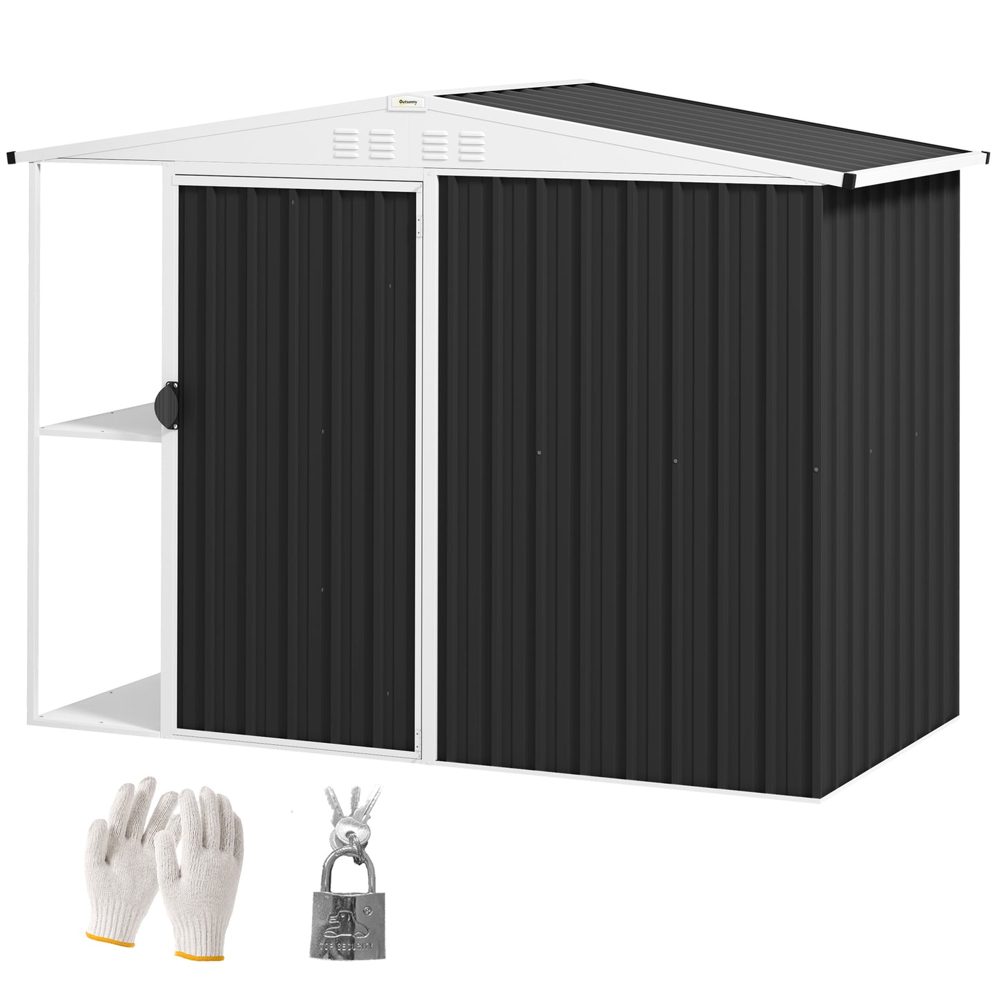 Outdoor Garden Shed - 8x4ft Metal Storage with Lock & Vents