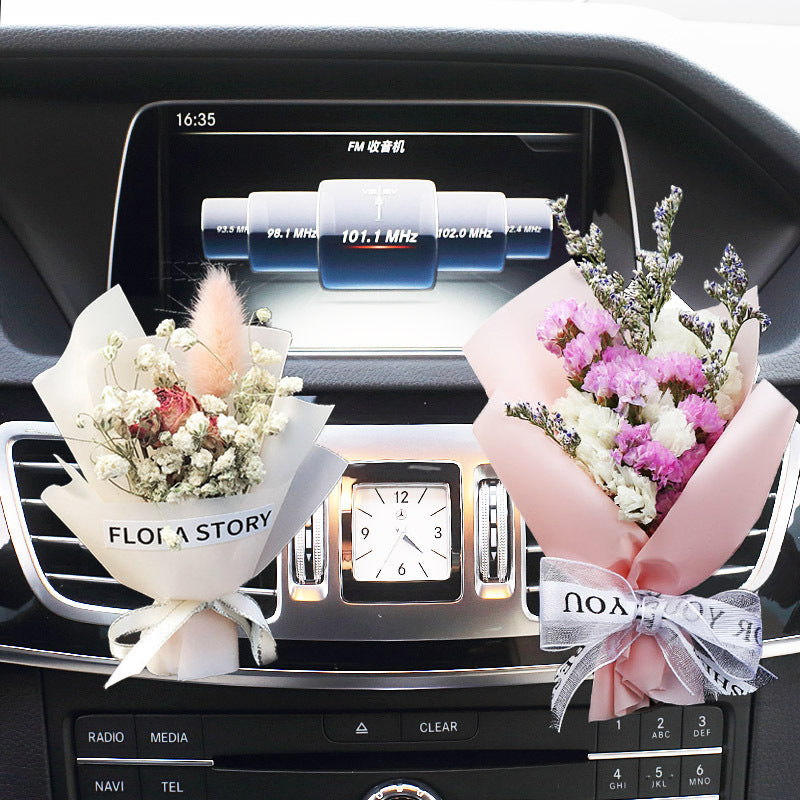 Decorative Dried Flowers Air Outlet Car Freshener - Colorful Aromatic Bouquet