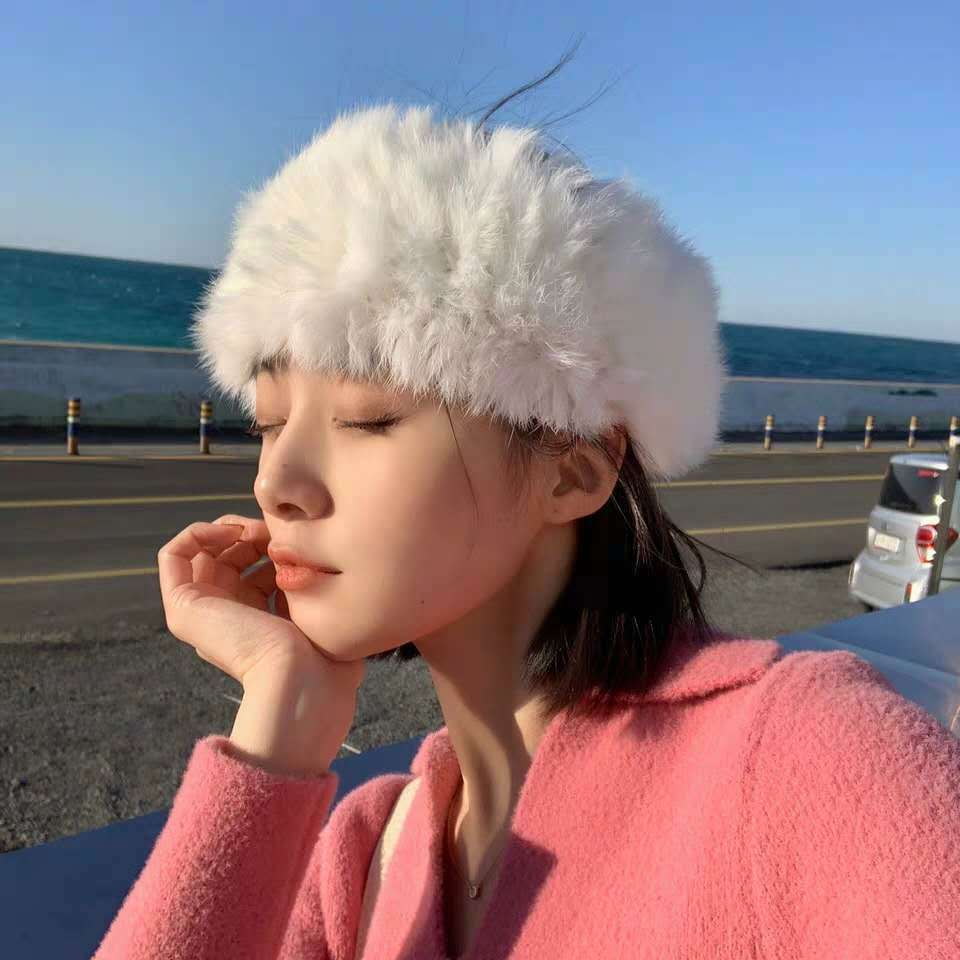 Rabbit Fur Visor Headband - Warm Winter Fashion