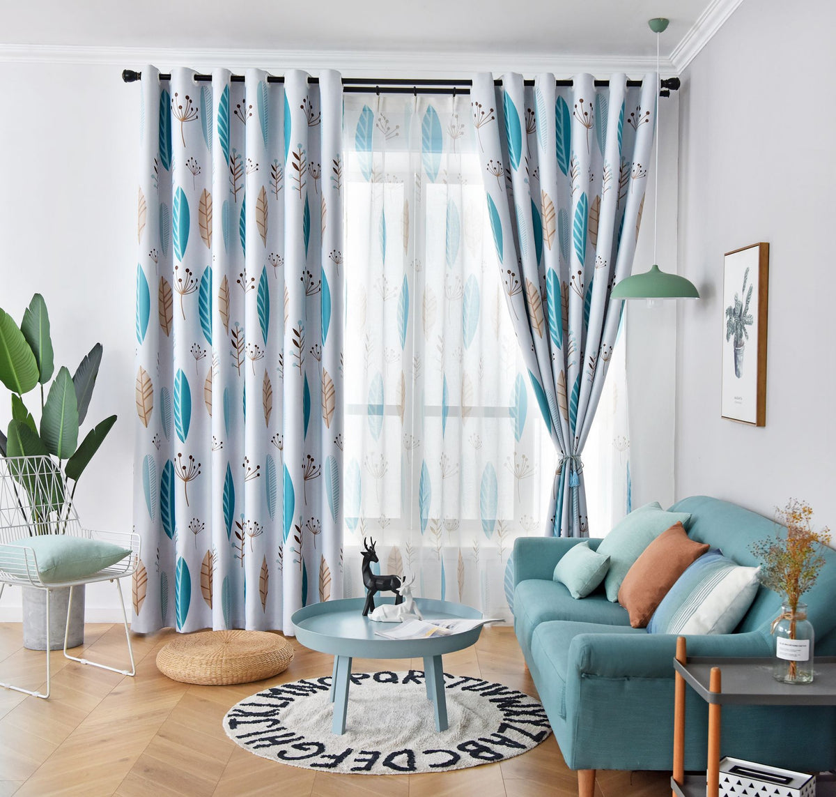 Nordic Style Leaf-Shading Curtain for Bedroom & Living Room - Modern Home Textile