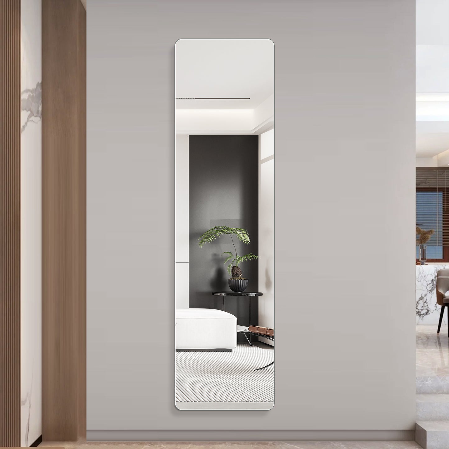 Full Length Wall Mirror - 59 x 16 Inch Rectangular, Copper-Free Glass