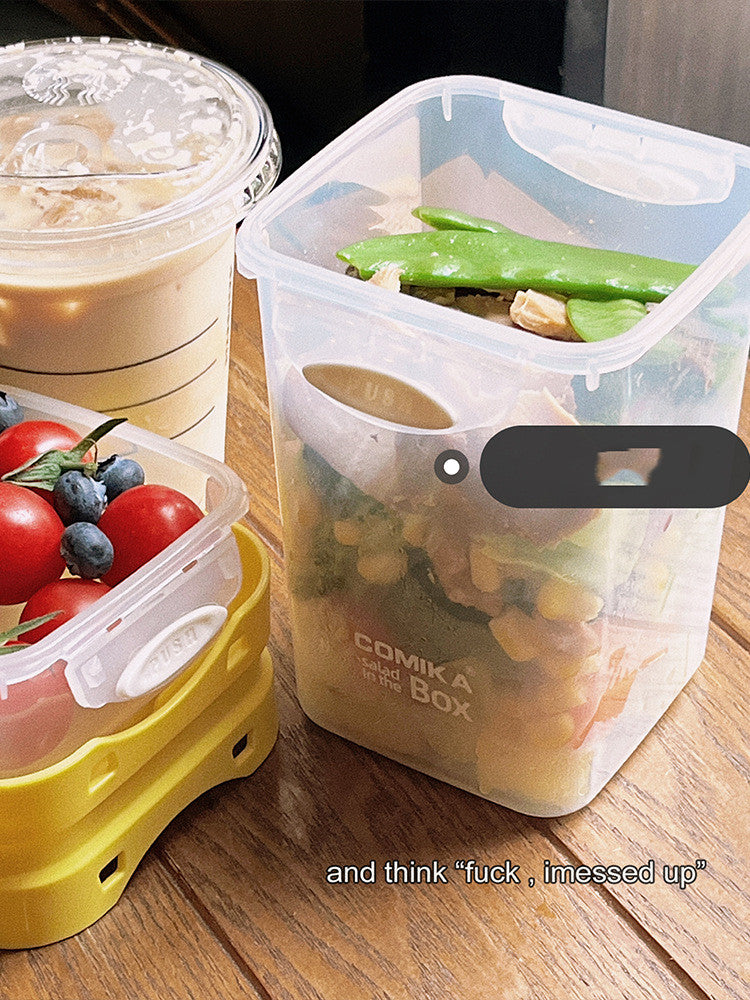 Portable Double-Layer Salad Cup with Capacity 501-600ml - Light Food & Yogurt Container