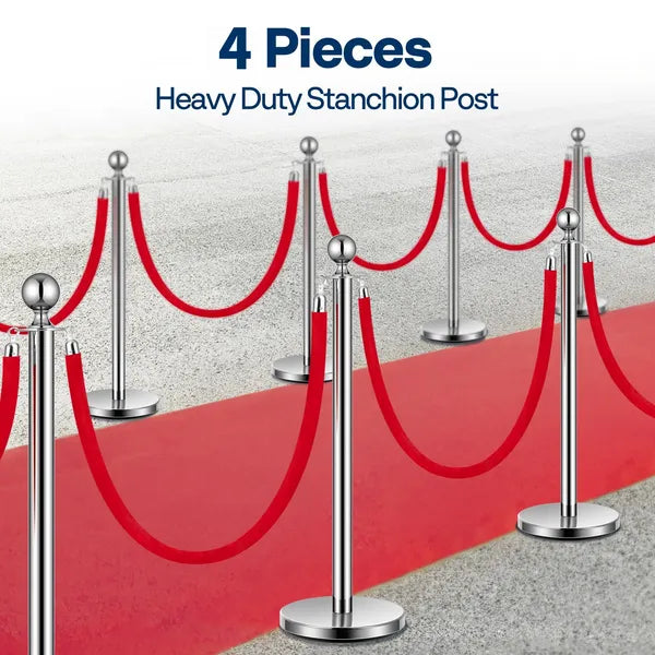 Crowd Control Stanchions with Red Velvet Ropes - Multiple Colors