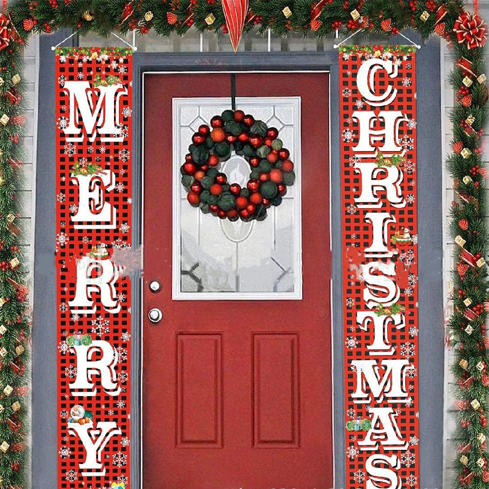 Christmas Festival Door Curtain Banner Set - Outdoor Decorative Flags 30x180cm