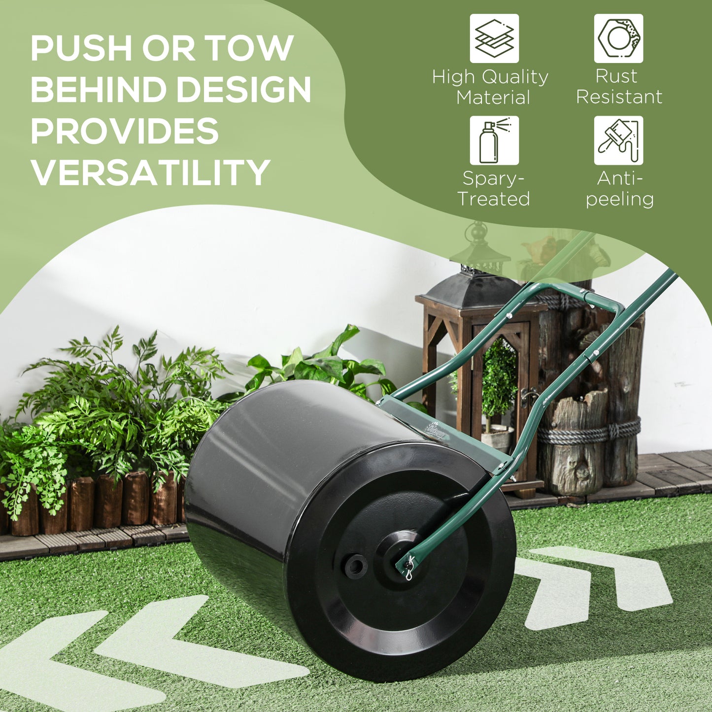 20-Inch Push Lawn Roller with 16 Gallon Water/Sand Fill for Flattening Sod