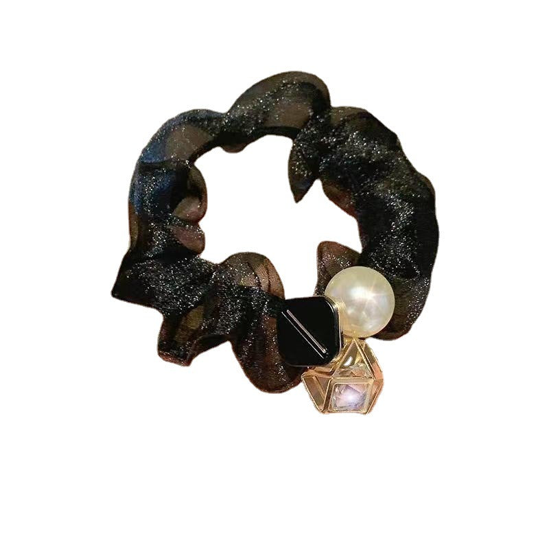 Luxury Pearl Organza Elastic Hair Rope - Stylish Hair Accessory