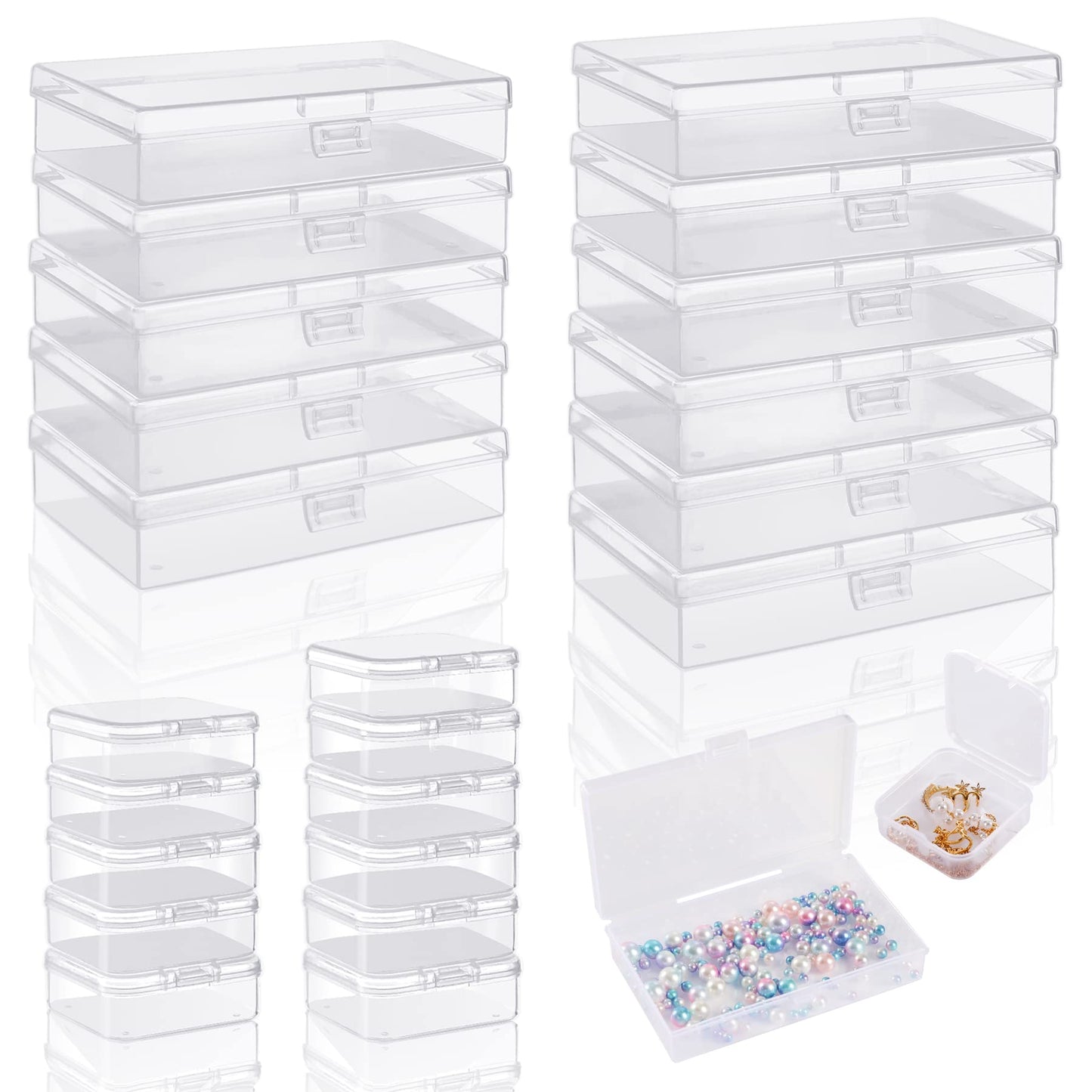 24 Pcs Clear Plastic Storage Containers with Lids - Small Organizers for Crafts, Beads, Jewelry