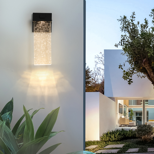 Outdoor Waterproof LED Crystal Wall Light 2 Pack Supports Multiple Bulbs - Black