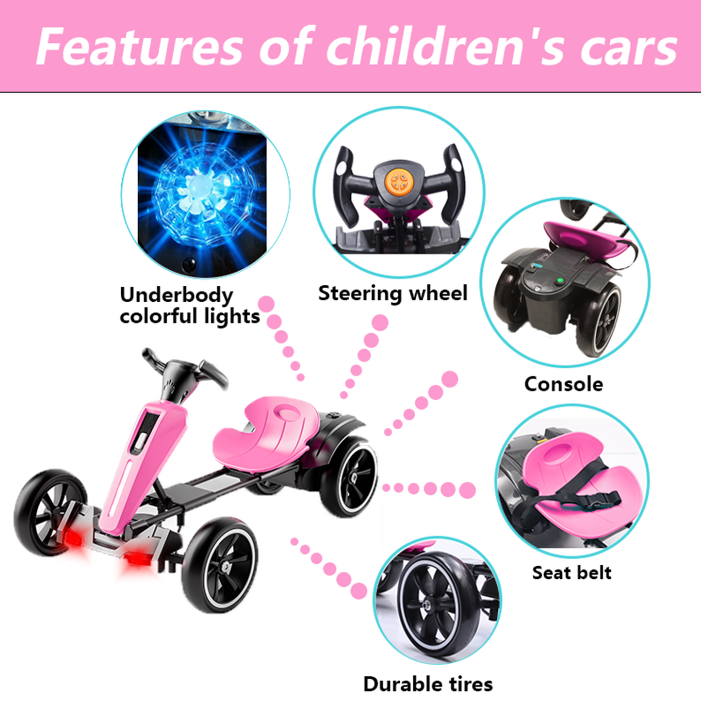12V Kids Electric Pedal Go Kart with Adjustable Seat & EVA Wheels