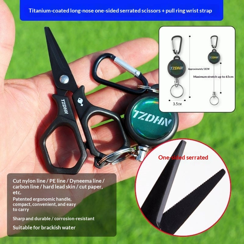 Multi-Function Stainless Steel Fishing Scissors with Safety Lanyard