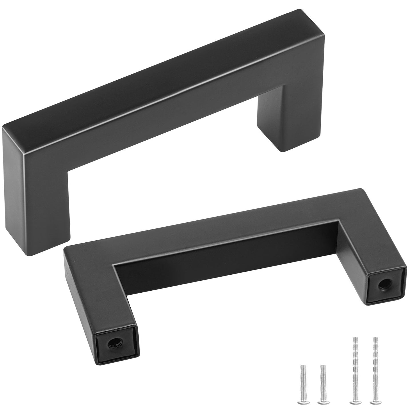 Matte Black Cabinet Pulls - 30 Pack Slim Square Stainless Steel Handles