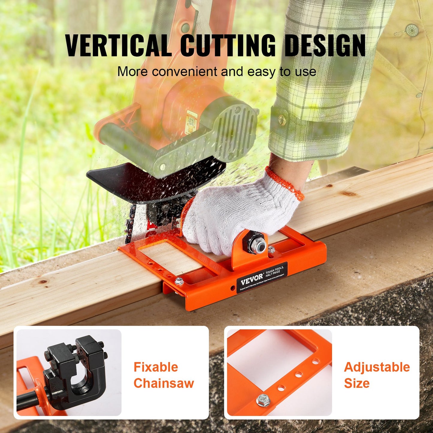 Vertical Lumber Cutting Guide for Chainsaw - Cast Iron Wood Milling Attachment, Red