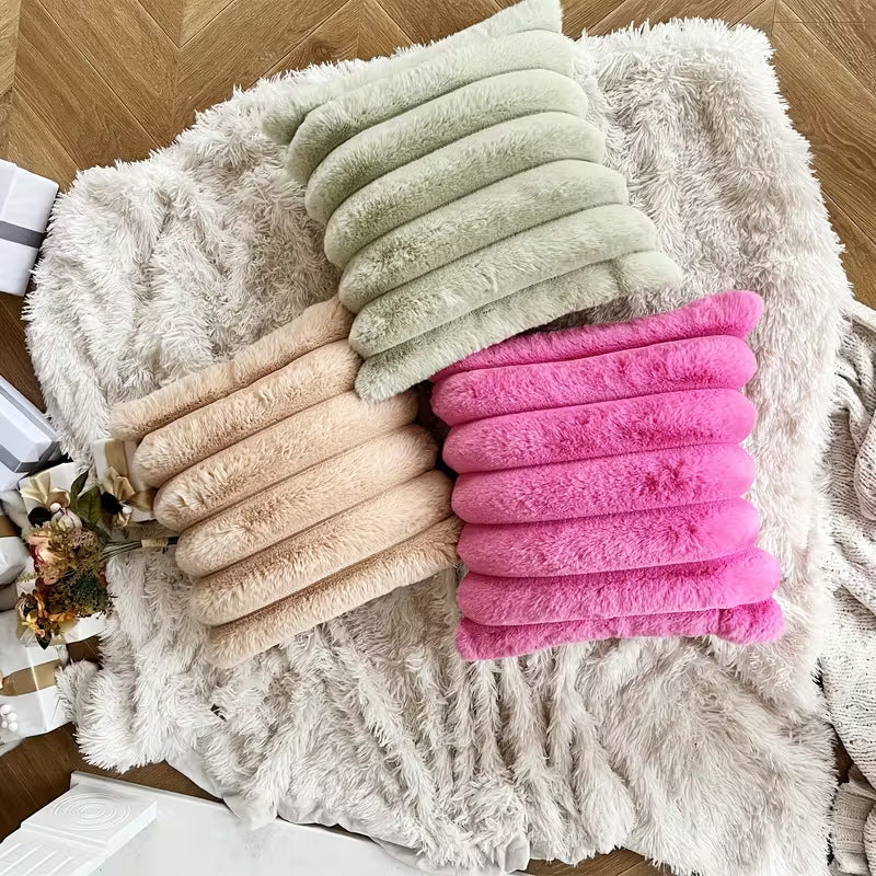 Large Plush Pillowcase Solid Color Cushion Cover Sofa Decor 45x45cm