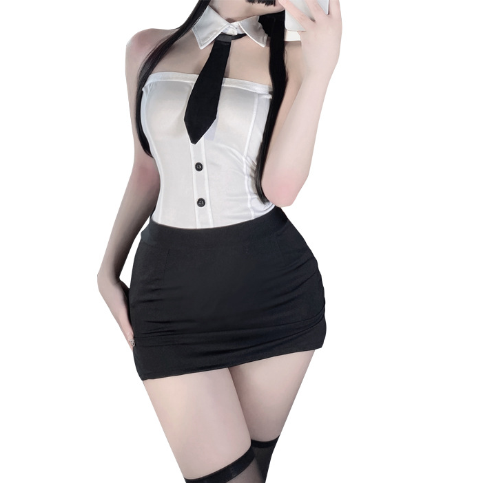 Women's Underwear Secretarial One-Piece Lingerie Set with Stockings