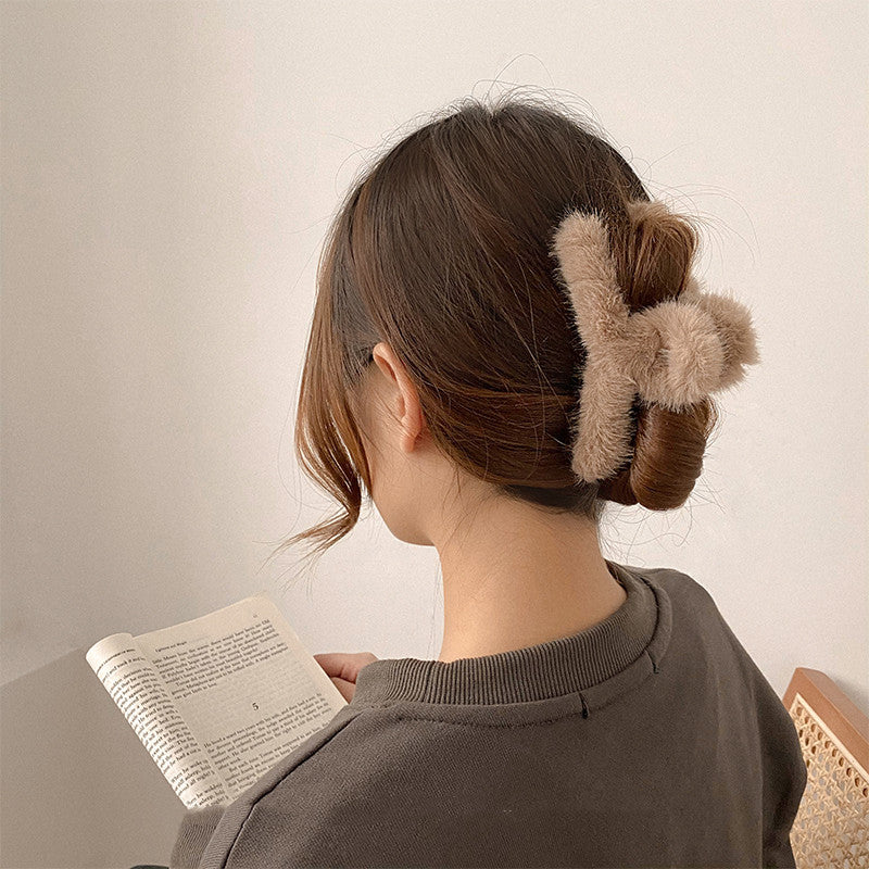 Plush Female Bowknot Shark Hair Clip - Big Head Accessory