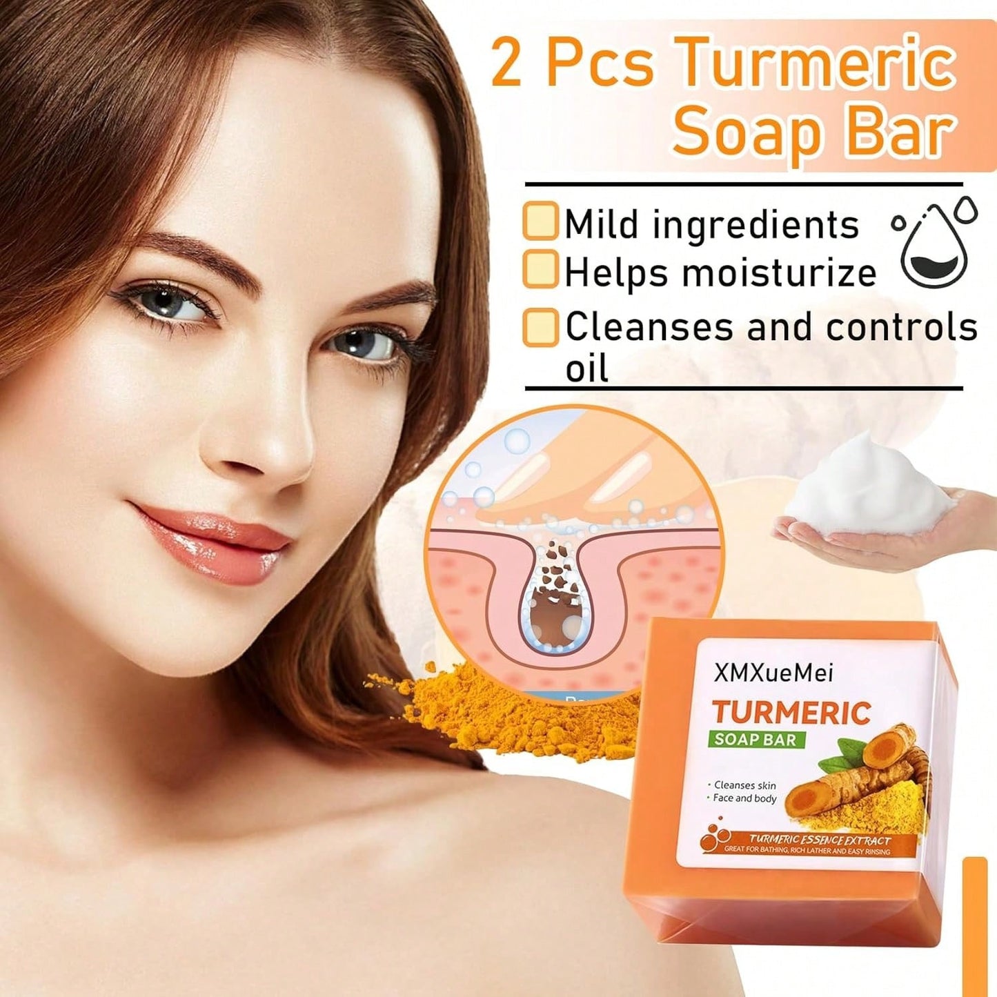 Turmeric Body Soap Bar - 100g Natural Skin Brightening Cleanser