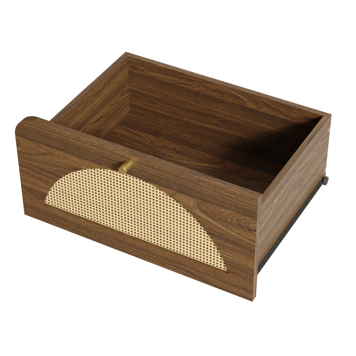 Modern 9-Drawer Dresser with Rattan Front - Walnut Finish