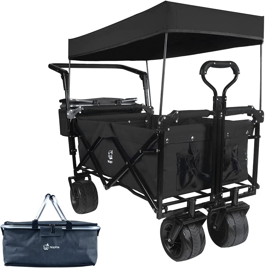 Collapsible Folding Wagon with Canopy - 140L All-Terrain Cart