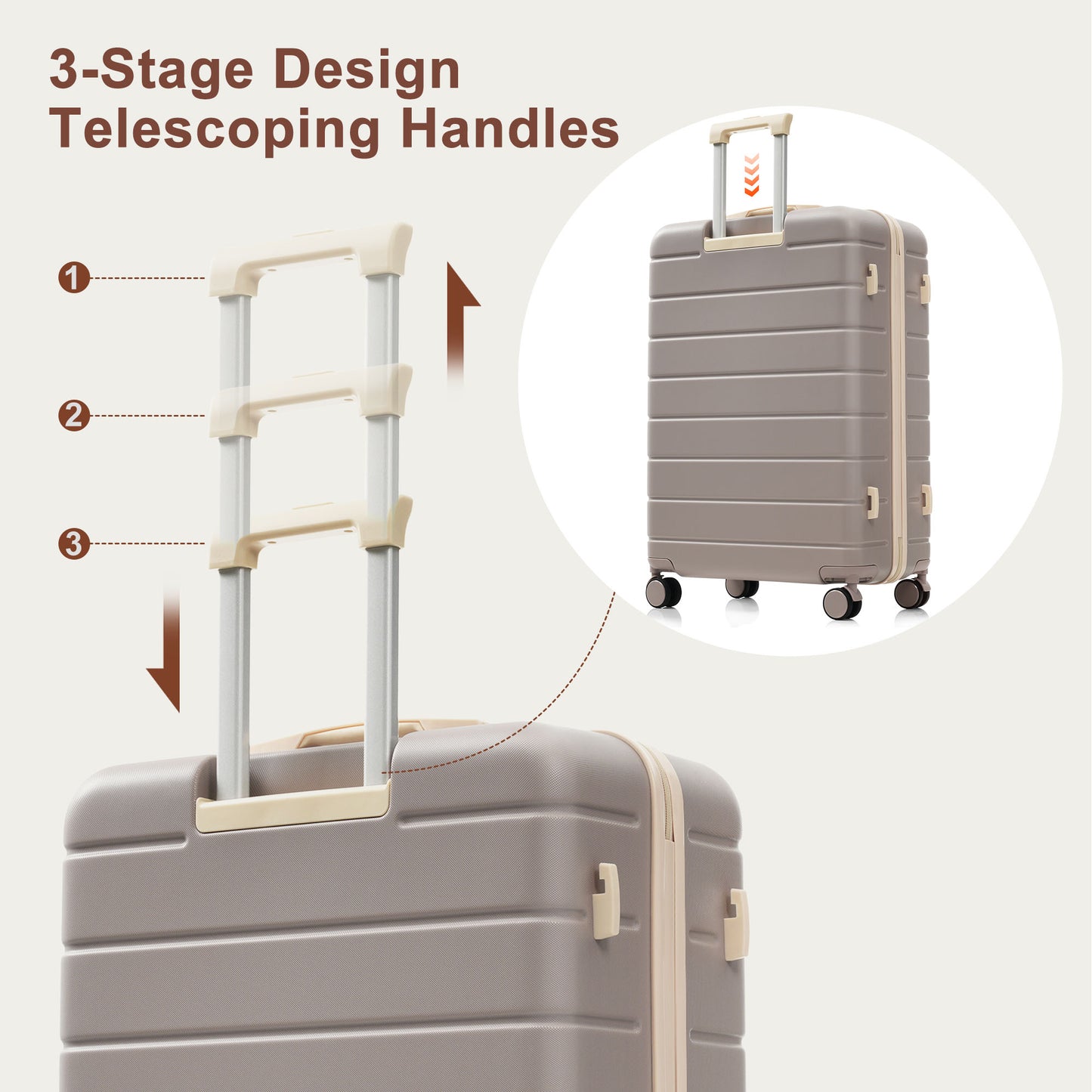6-Piece Hardside Luggage Set with TSA Lock - Brown