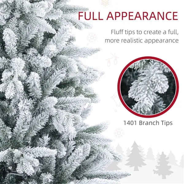 7ft Snow Flocked Christmas Tree with Metal Base