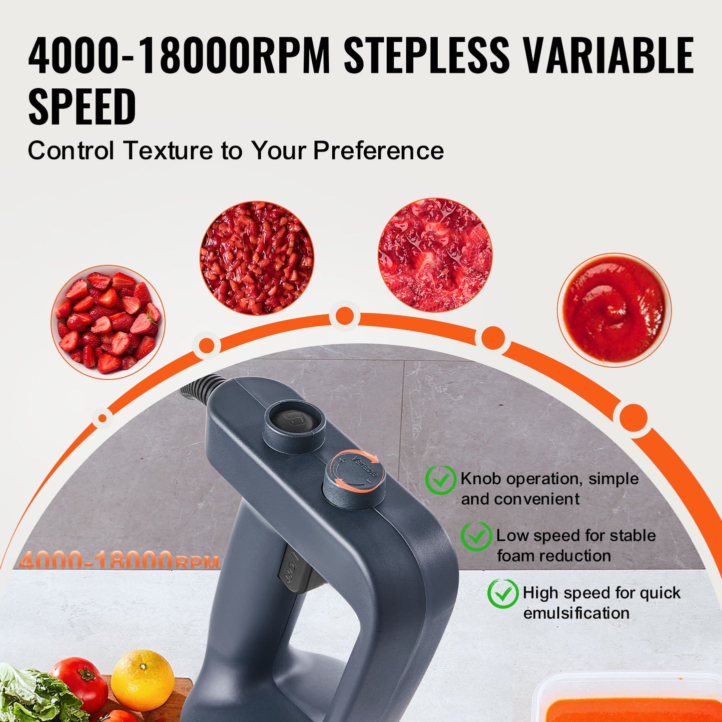 Commercial 500W Hand Blender for Soup and Sauces - Blue