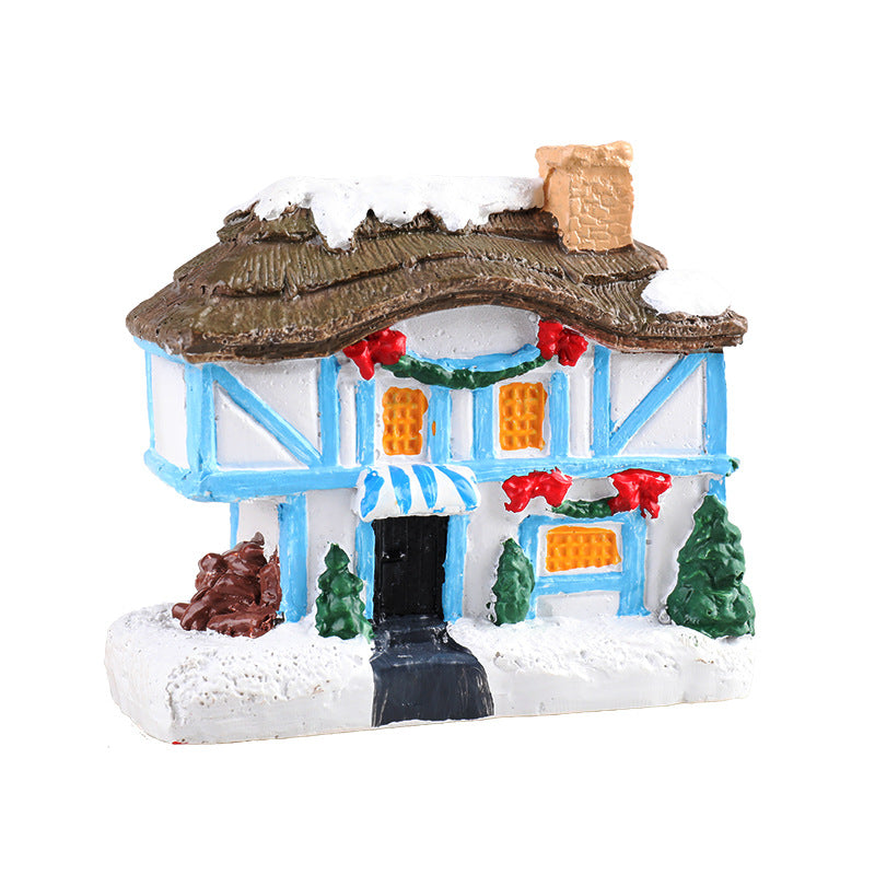 Christmas Small House Micro Landscape Resin Decorations - Festive Holiday Decor