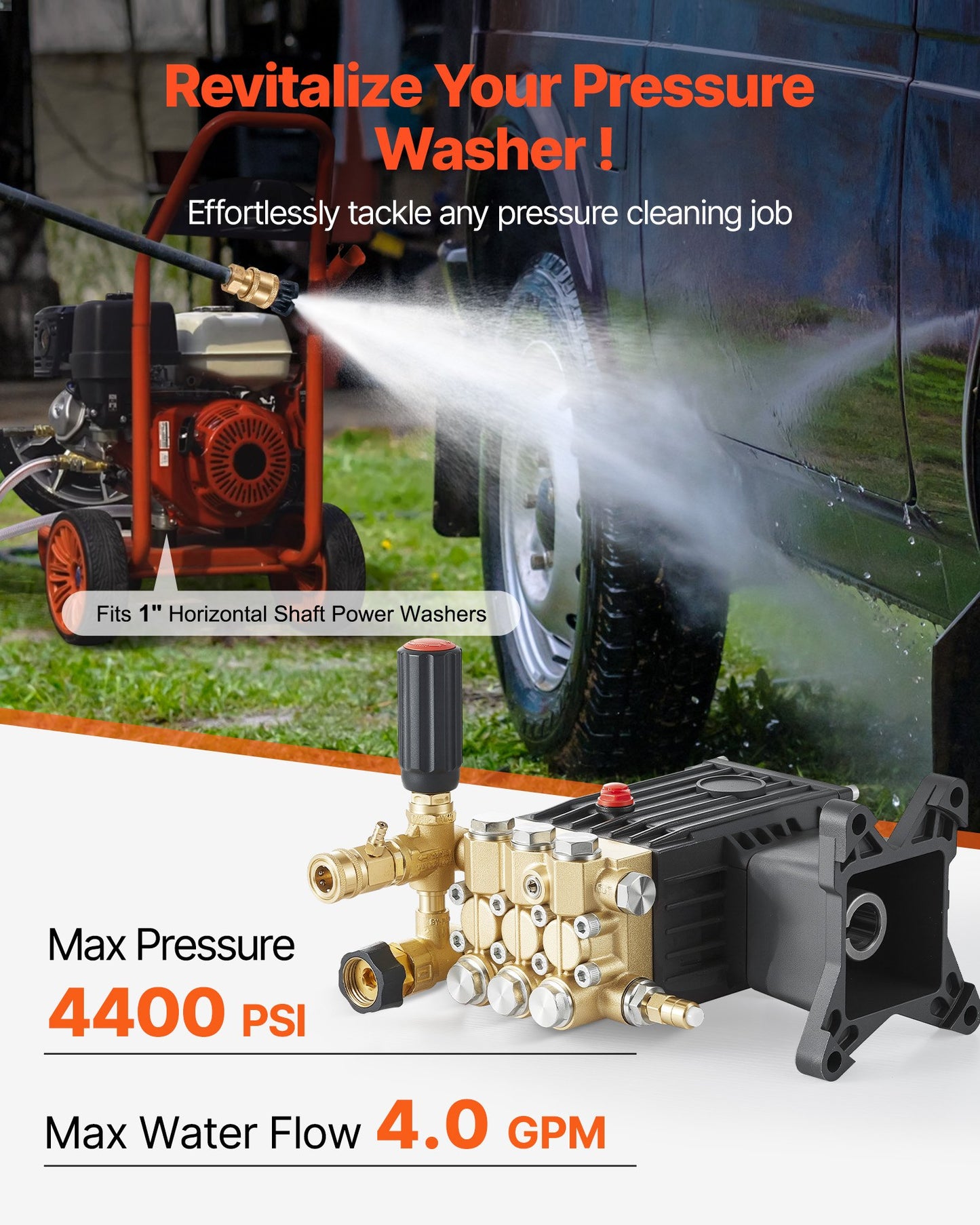 Pressure Washer Pump 3600 PSI 3.7 GPM Replacement for Simpson MorFlex
