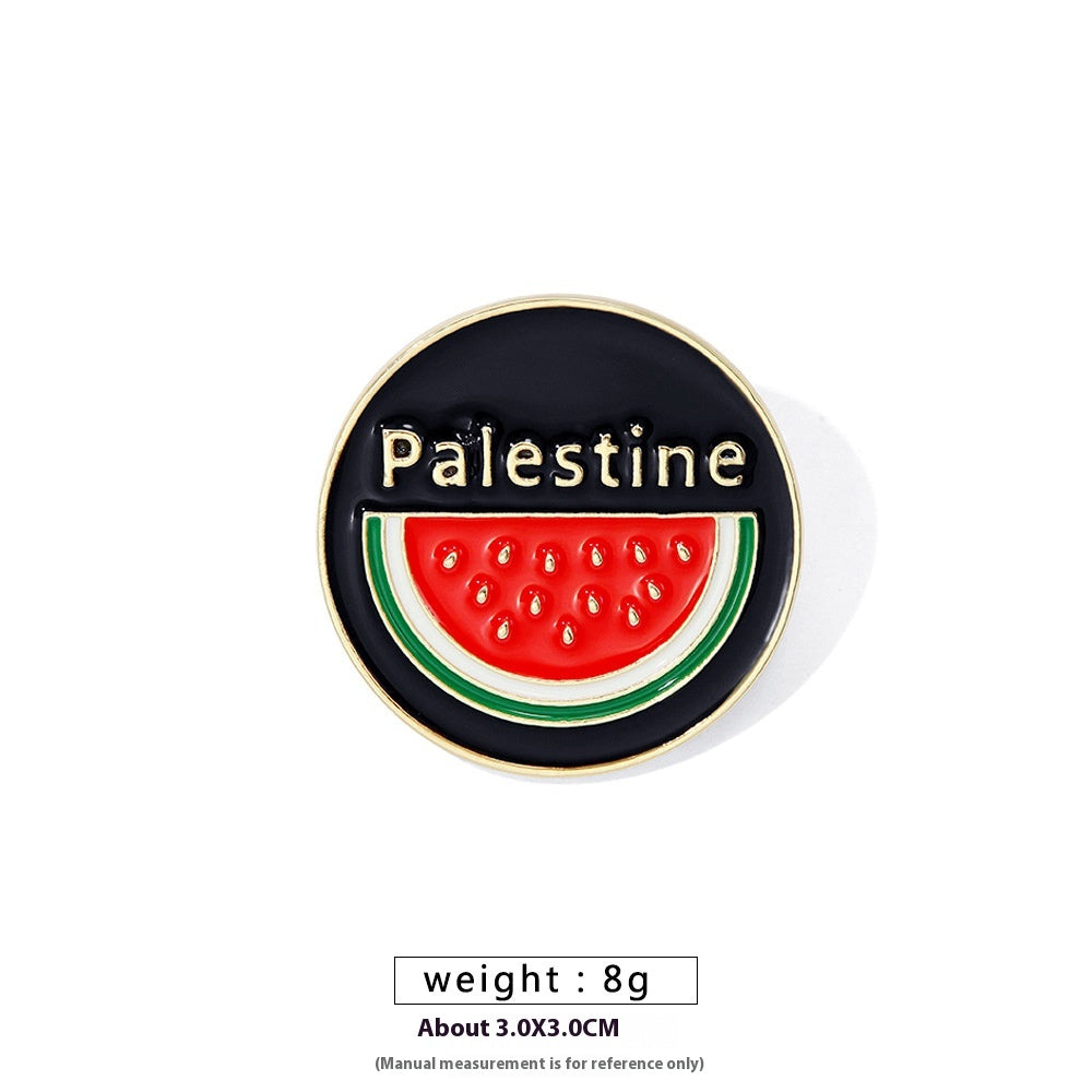 Free Palestine Flag Brooch Pin - Gold & Black Badge for Clothes & Accessories