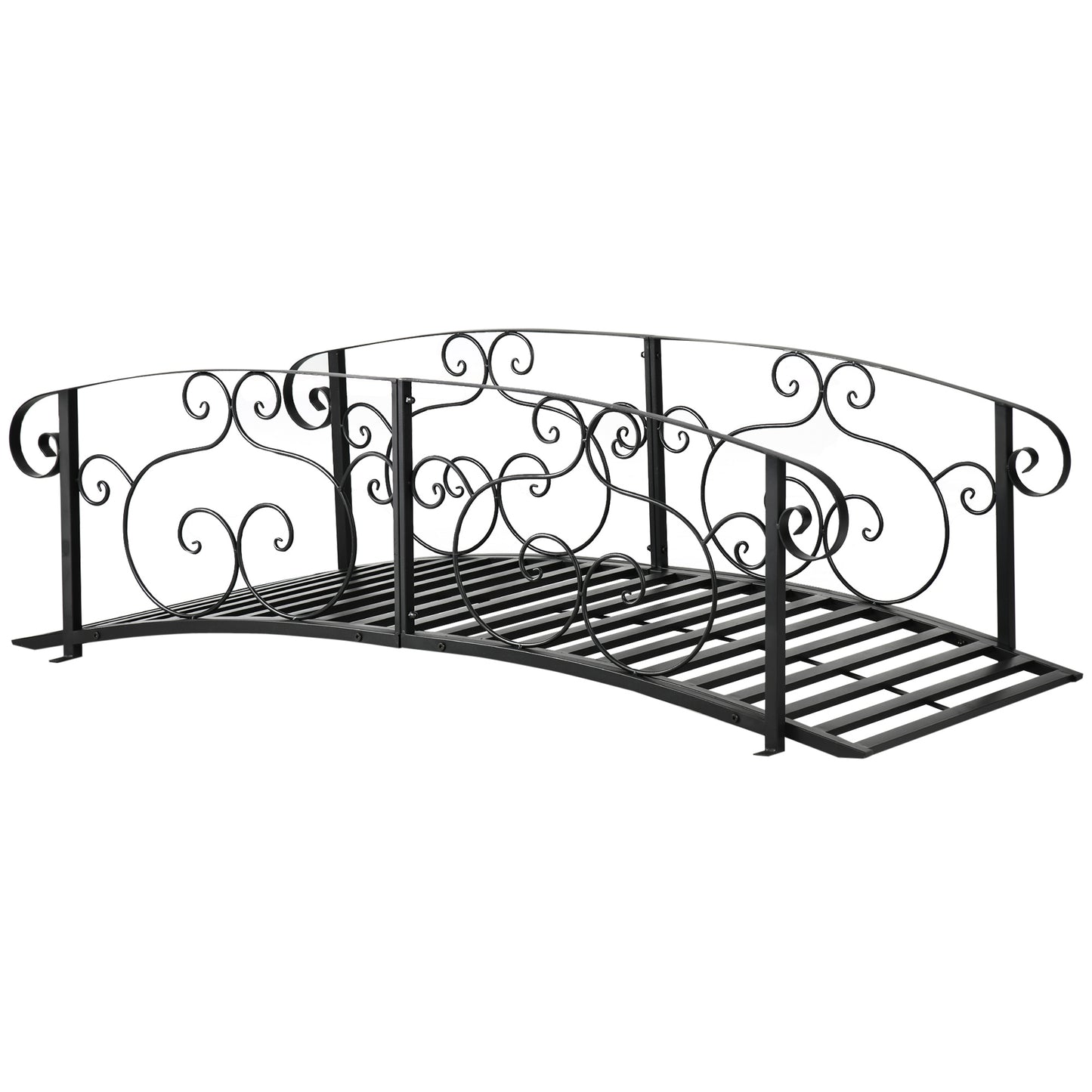 Metal Garden Footbridge with Safety Siderails - Black 1040x860x180mm