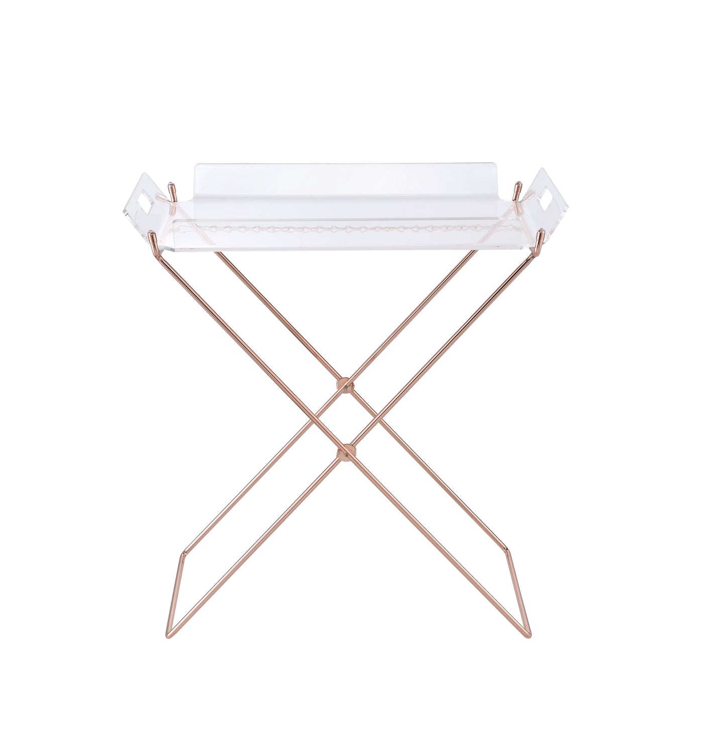 Clear Acrylic Tray Table with Copper Finish - Rectangular Design