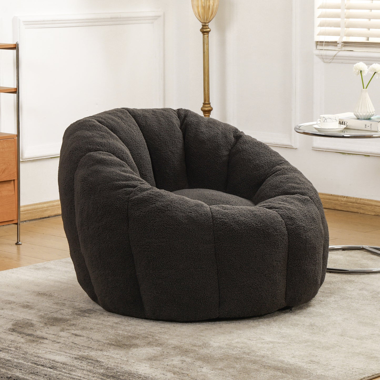 Bean Bag Chair, Sofa Chair With Armrests Stuffed High-Density Foam,