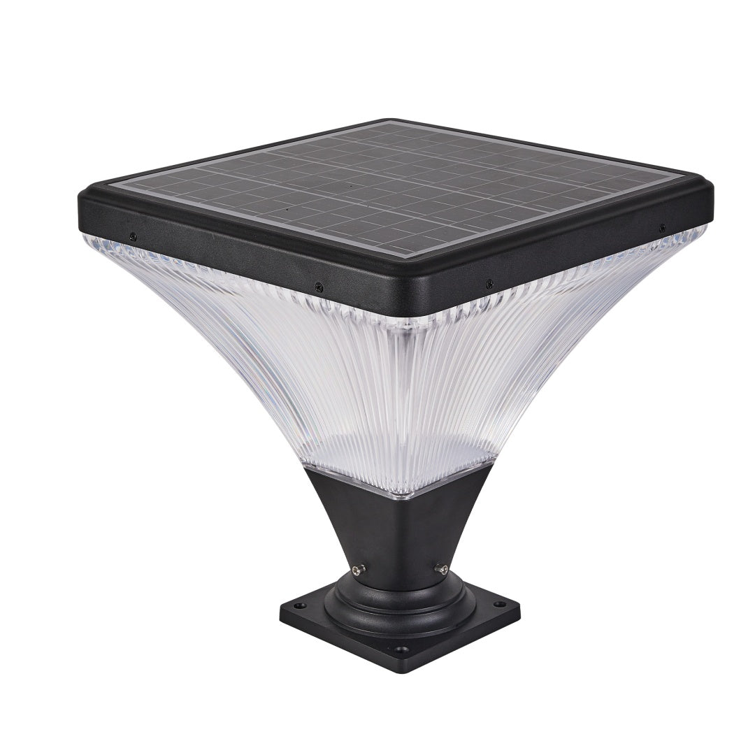 15-Inch Black LED Outdoor Post Light with Remote Control