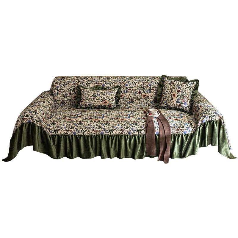 Vintage Style Sofa Cover Non-slip Couch Slipcover with Elegant Pattern