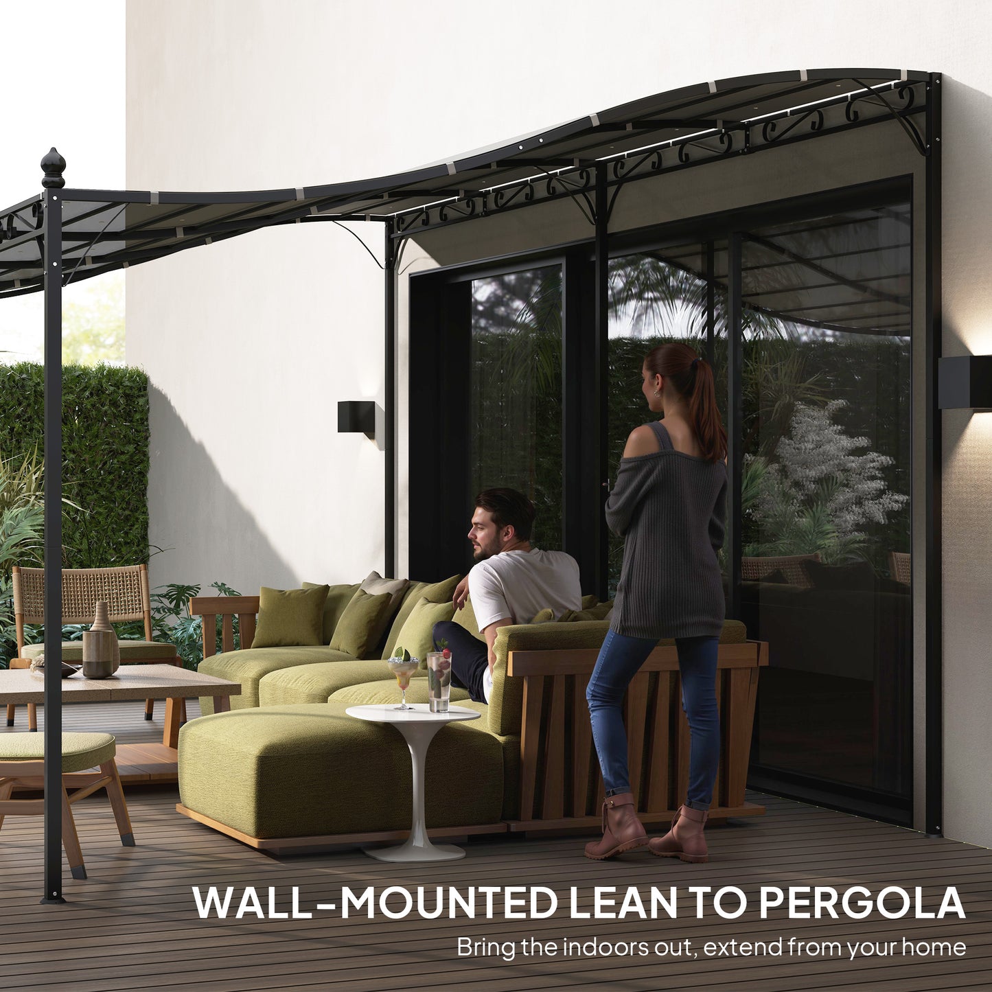 Outdoor Pergola Canopy - Metal 10x20 ft with Drainage Holes - Dark Gray