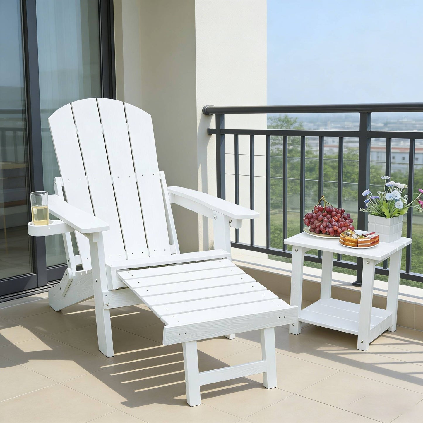 Outdoor Adjustable Lounge Chair With Cup HolderFor Patio Relaxation &