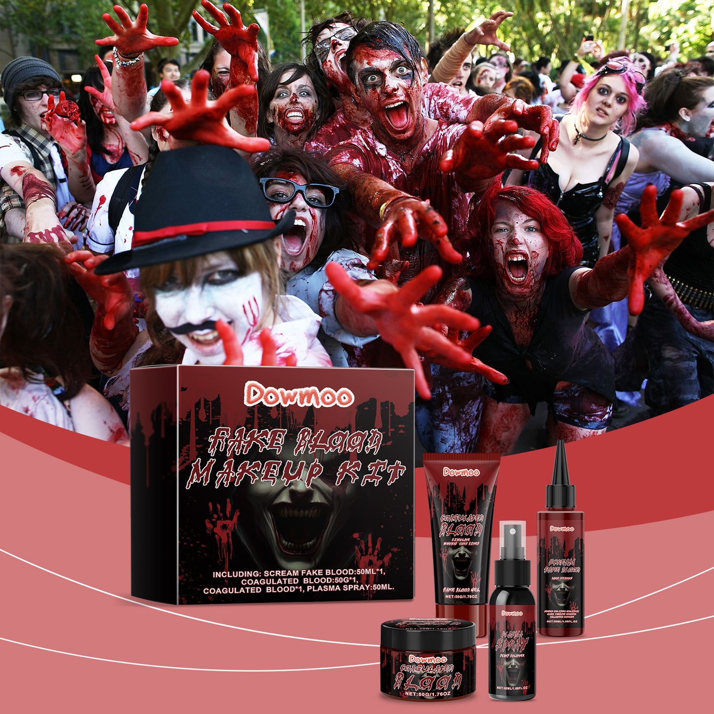 Halloween Fake Blood Makeup Kit - Realistic Costume FX for Cosplay & Pranks