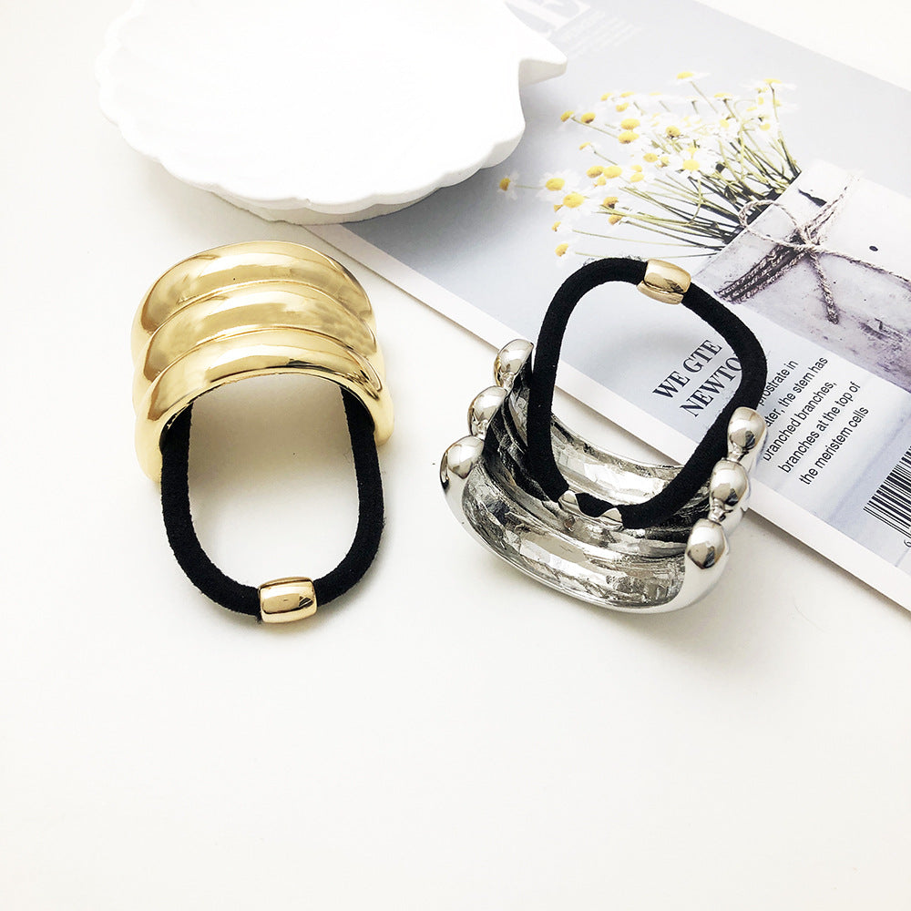 U-Shaped Alloy Hair Tie with Round Head Rope