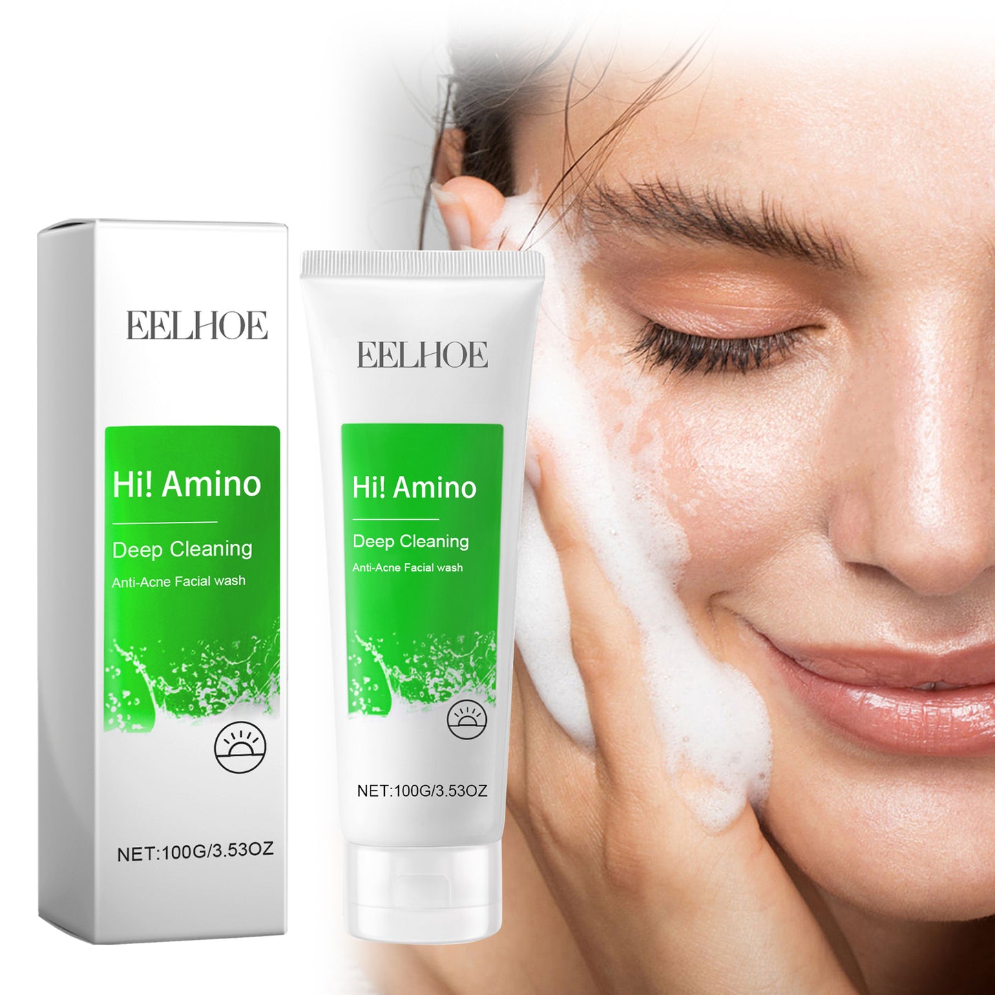 Anti-Acne Facial Cleanser - Deep Pore Cleansing Wash with Hyaluronic Acid