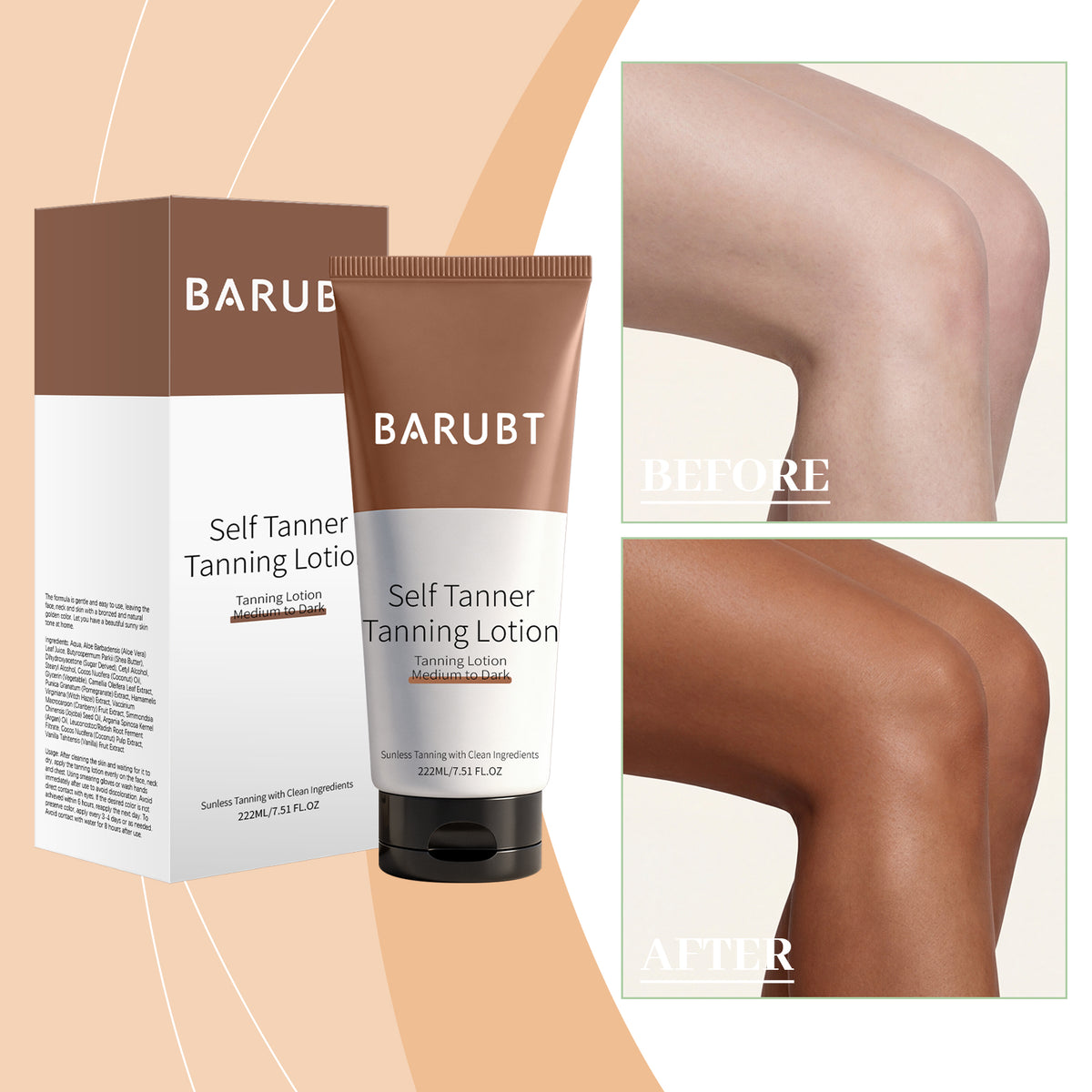 Deep Brown Self-Tanning Lotion for Body - 222ml