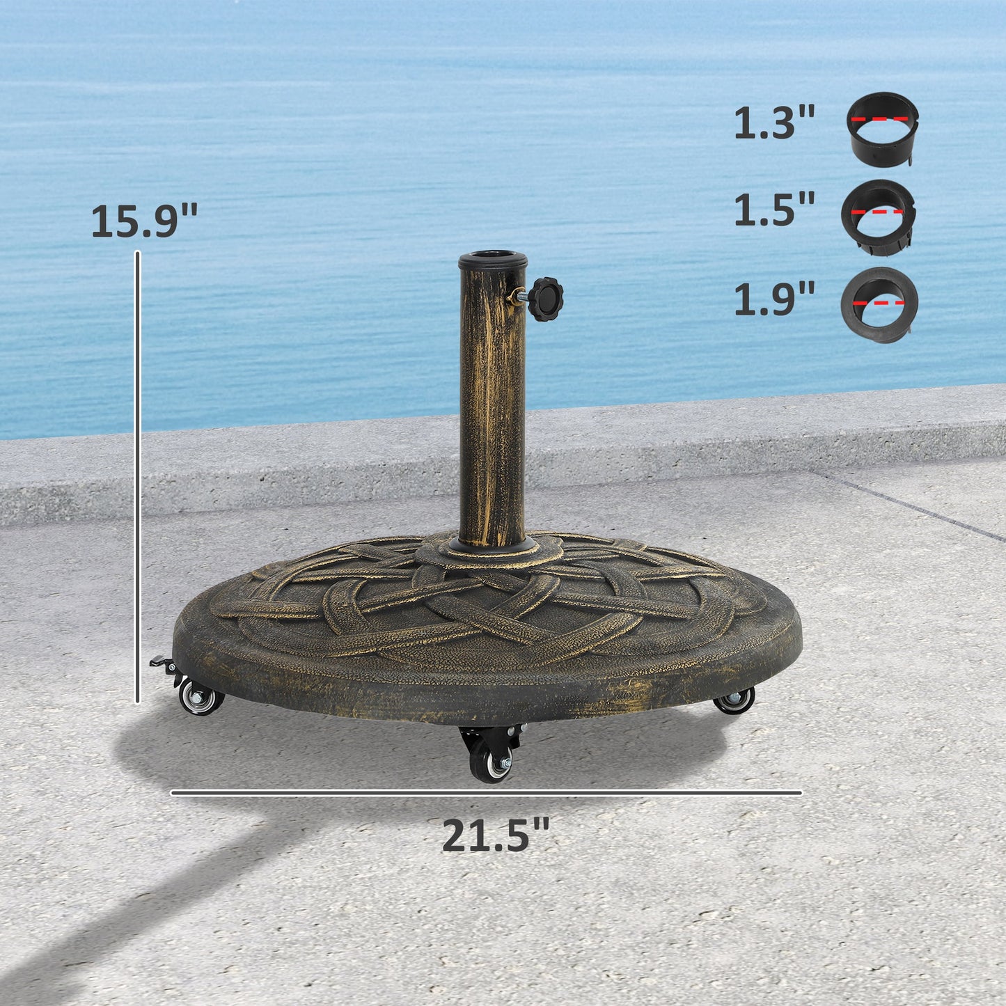 Heavy Duty Patio Umbrella Base with Wheels - Bronze
