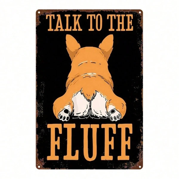 Corgi Dog Butt Metal Wall Sign - 8x12 Inch Decorative Art