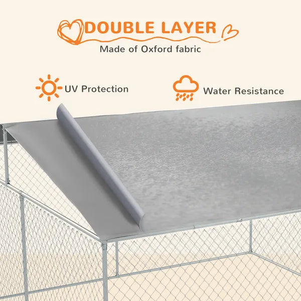 Large Dog Kennel with Steel Wire Frame, Shaded Roof & Lockable Door