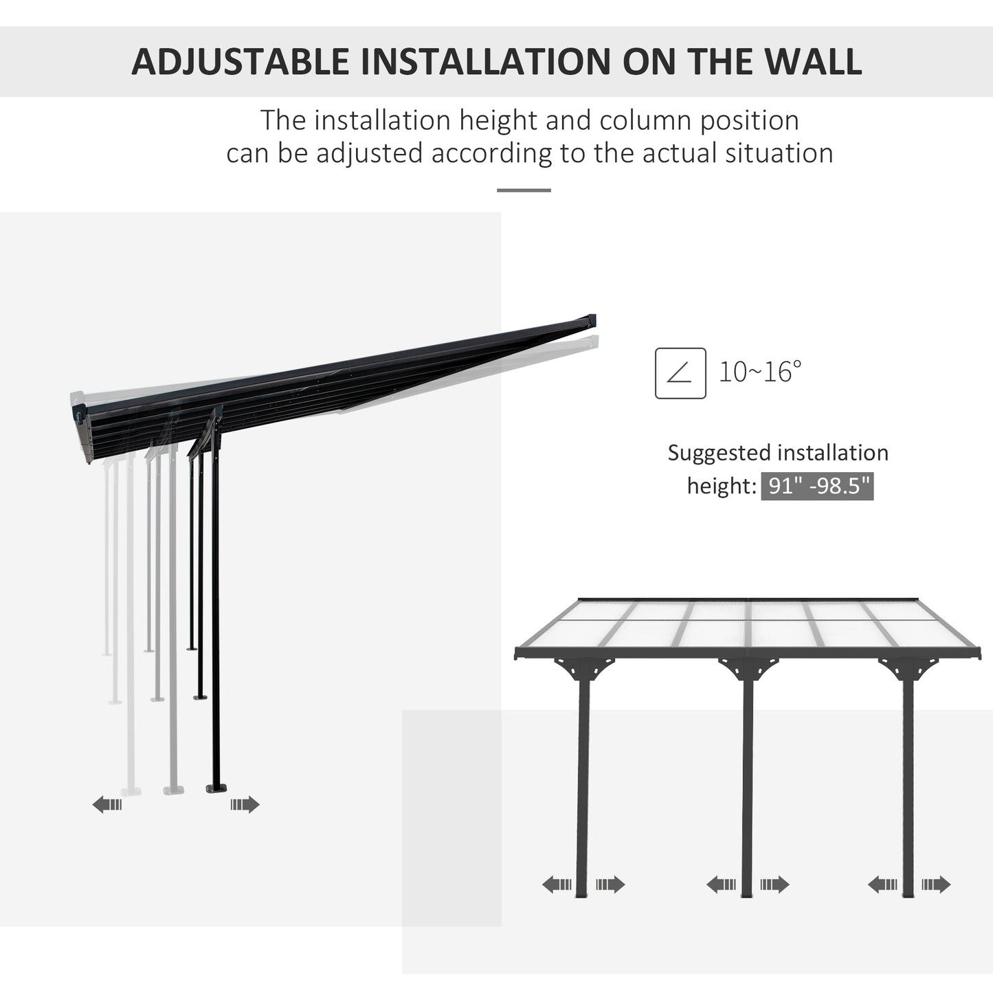 Aluminum Hardtop Gazebo with UV-Blocking Polycarbonate Roof - Gray