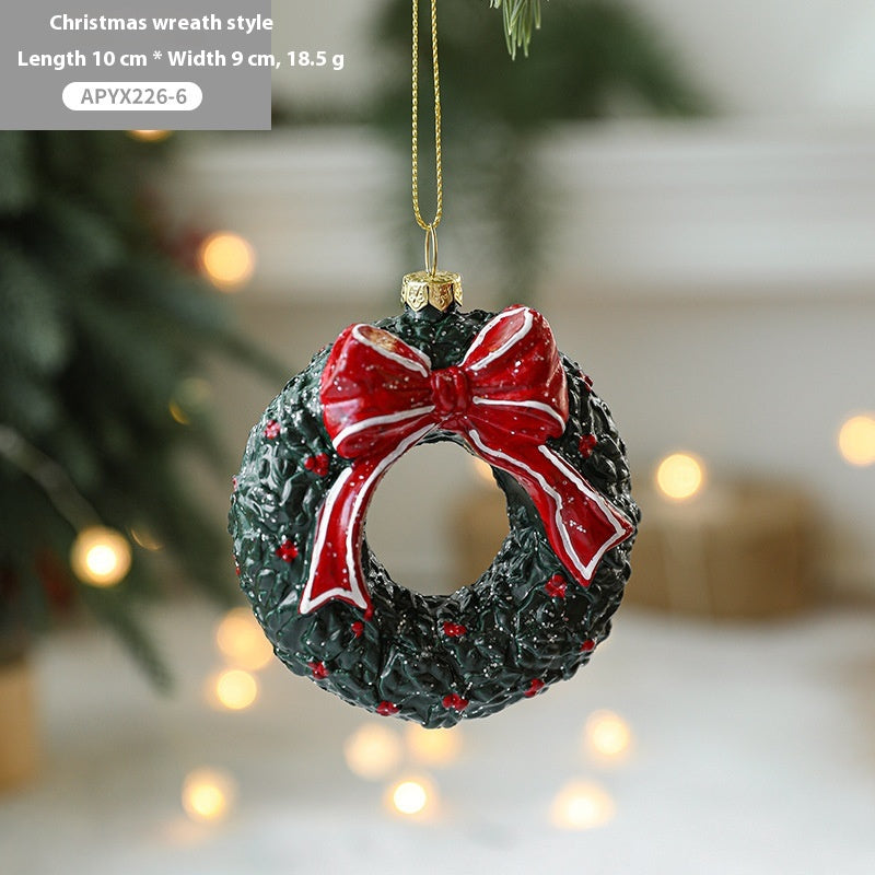 Christmas Tree Decorations Painted Plastic Ornaments Set - Holiday Decor