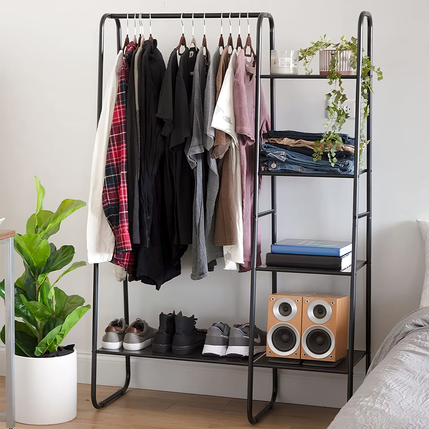 1Pc Metal Garment Hanging Rack Shoe Clothing Organizer Shelves