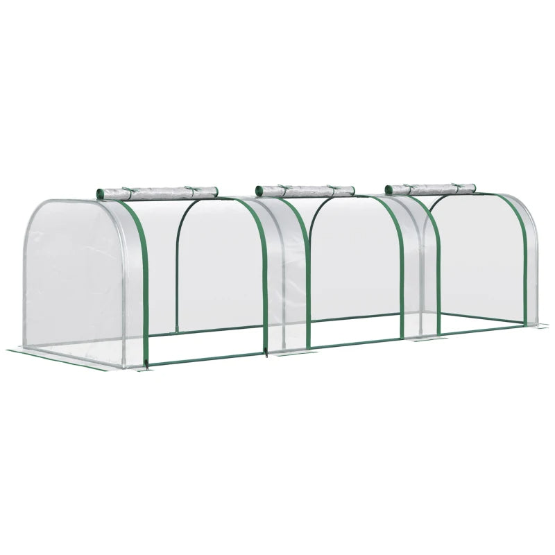 Portable Greenhouse Tunnel with 3 Zippered Doors - WaterUV PVC Cover