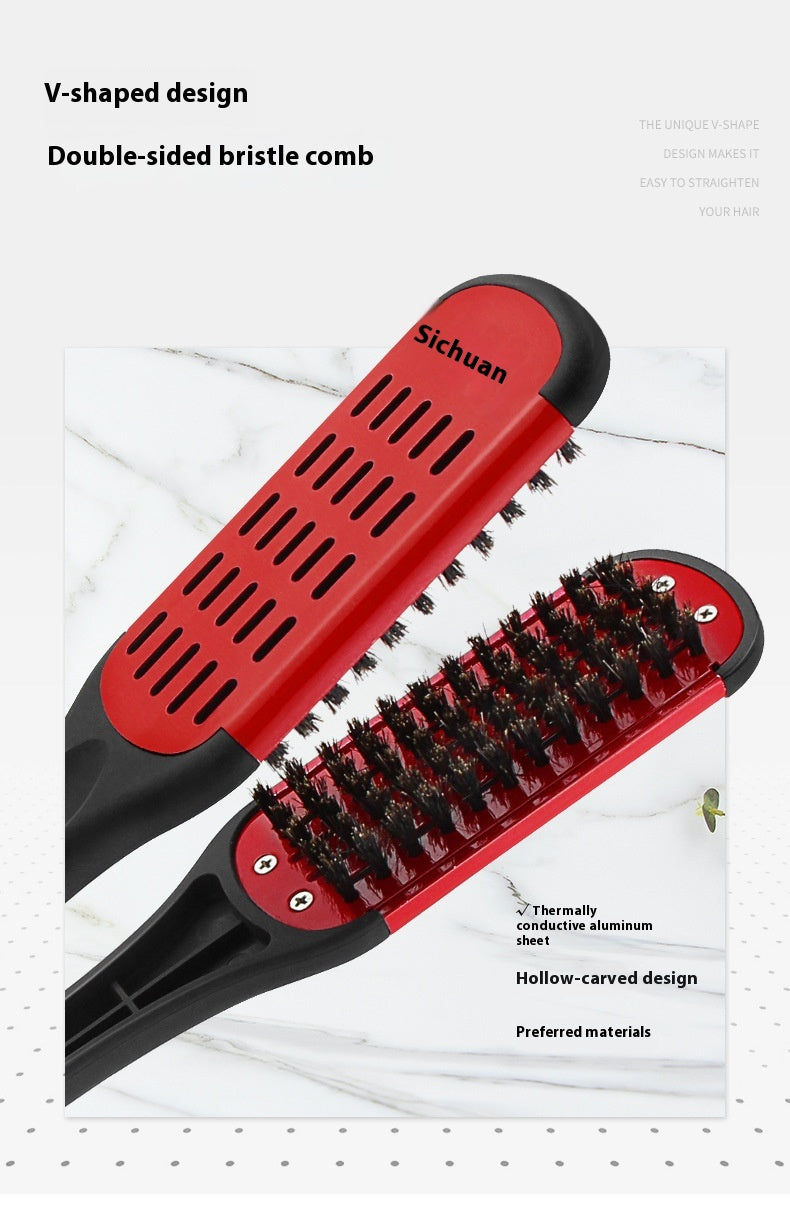 Hairdressing Clamp Comb for Hair Styling - V-Shaped Bristle Comb in Multiple Colors