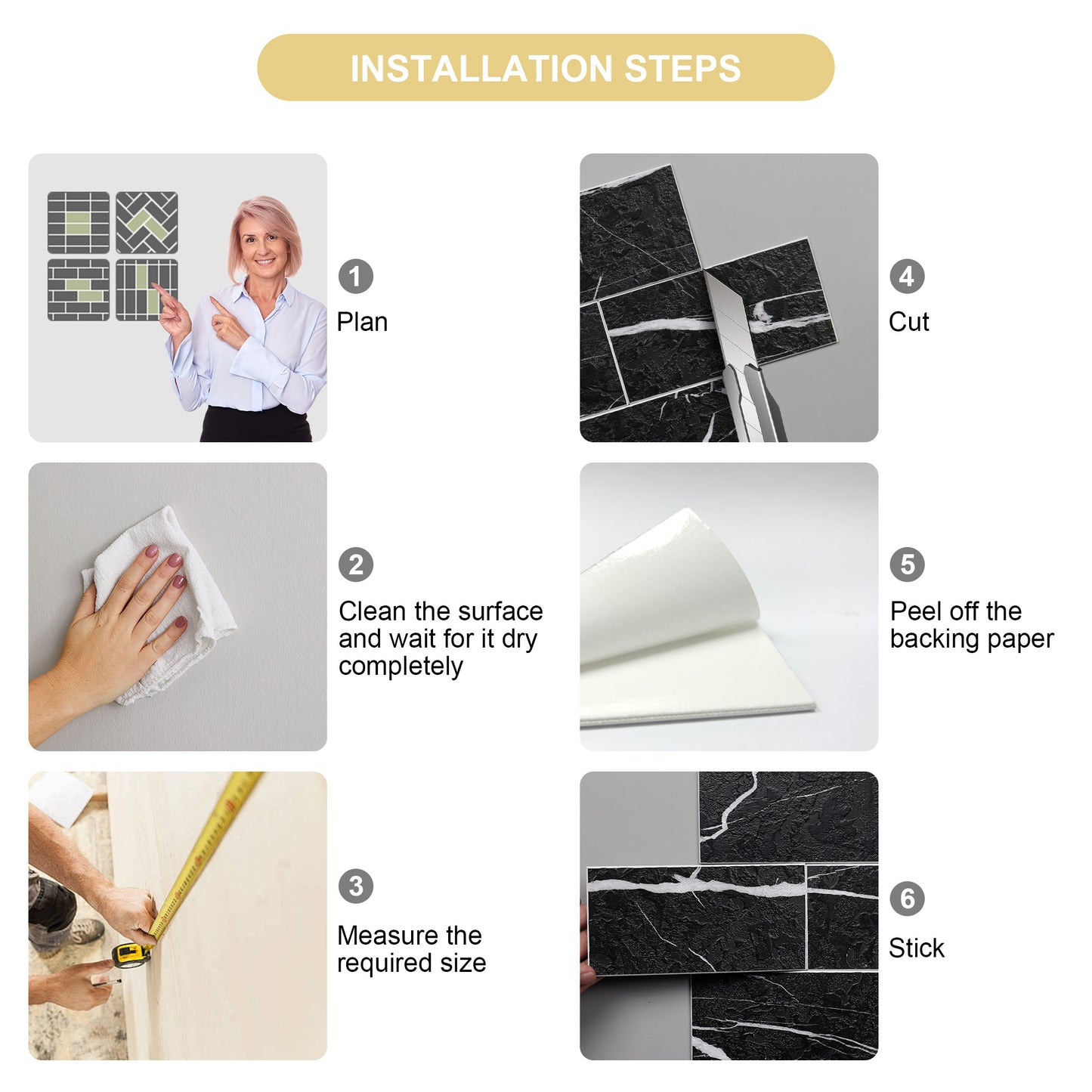 Peel and Stick Subway Tile Backsplash - 100 White PVC Stickers