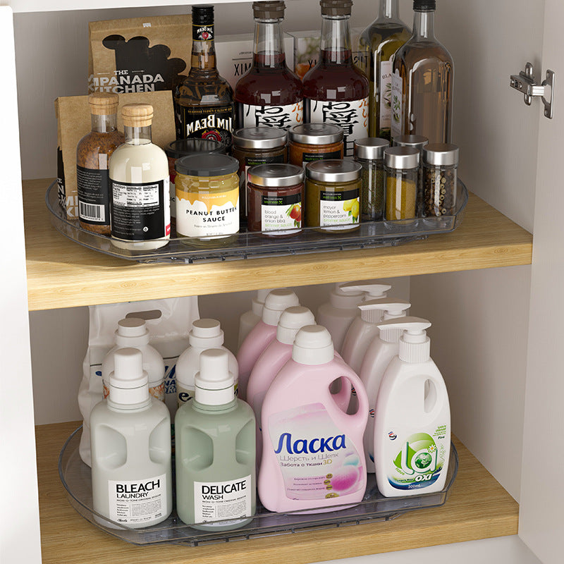 Rotating Refrigerator Dining Tray - Transparent Kitchen Storage Organizer