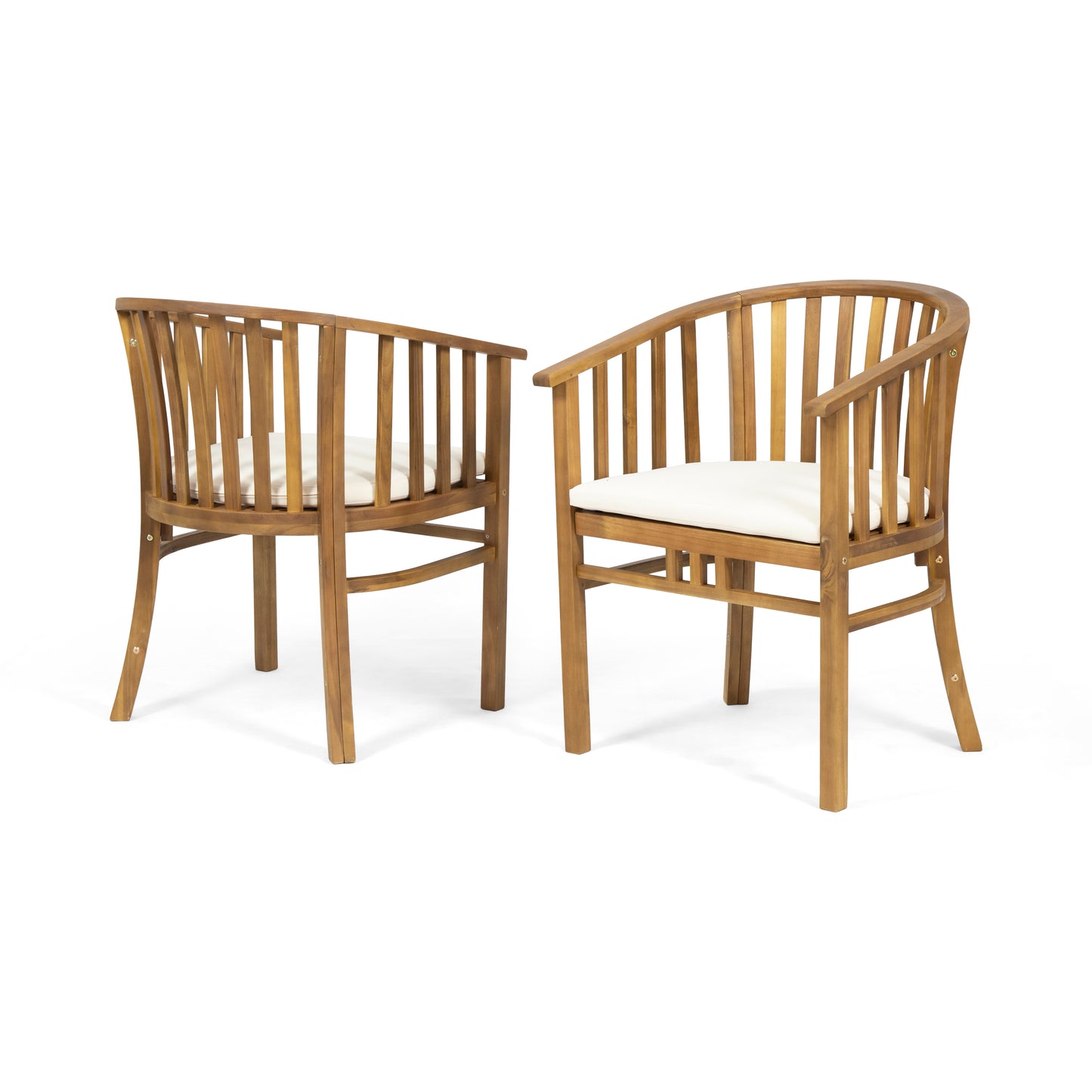 Outdoor Dining Chairs Set of 2 with Cushions - Teak Finish